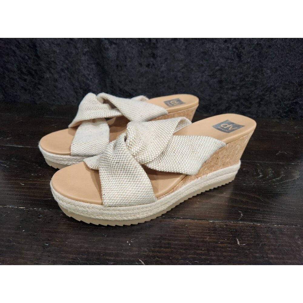 DV Dolce Vita Women's Edisun Beige Platform Cork Wedge Sandals/Sz. 9.5